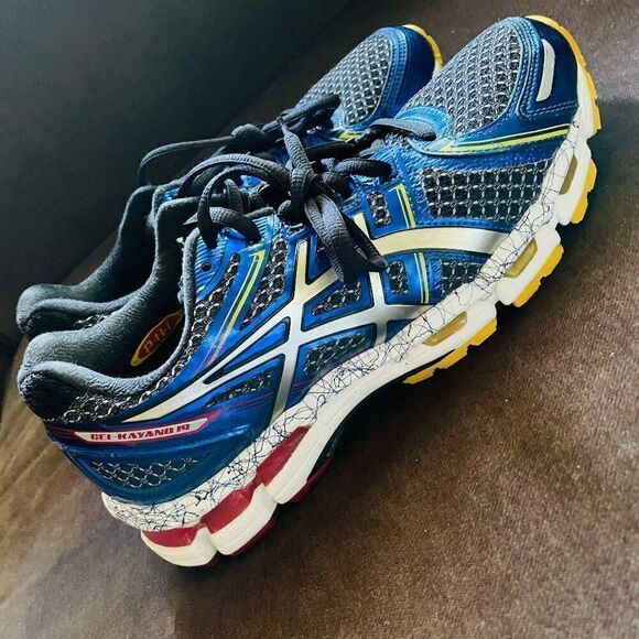 Asics GEL-Kayano 19 Black Blue Yellow Red Mens 7.5 Medium Tag or Womens 9 US - Picture 6 of 9